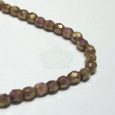 3mm Firepolish Luster - Opaque Gold/Smoked Topaz